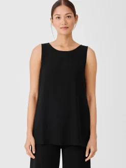 Silk Georgette Crepe Ballet Neck Tank
