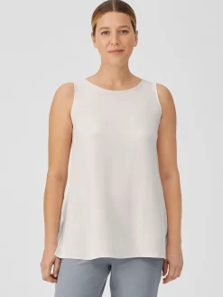 Silk Georgette Crepe Ballet Neck Tank