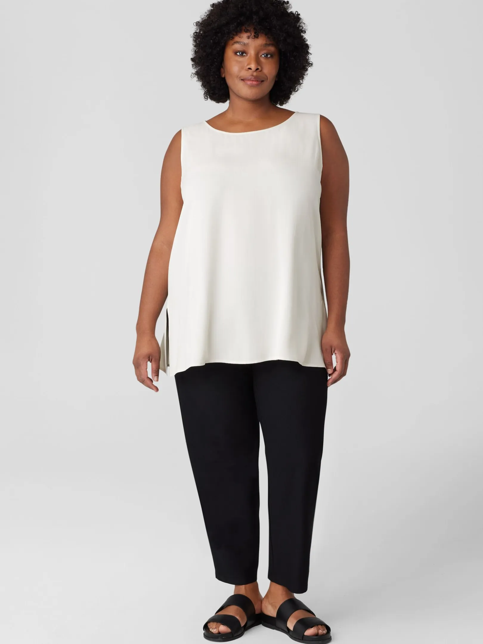 Silk Georgette Crepe Ballet Neck Tank