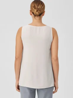 Silk Georgette Crepe Ballet Neck Tank