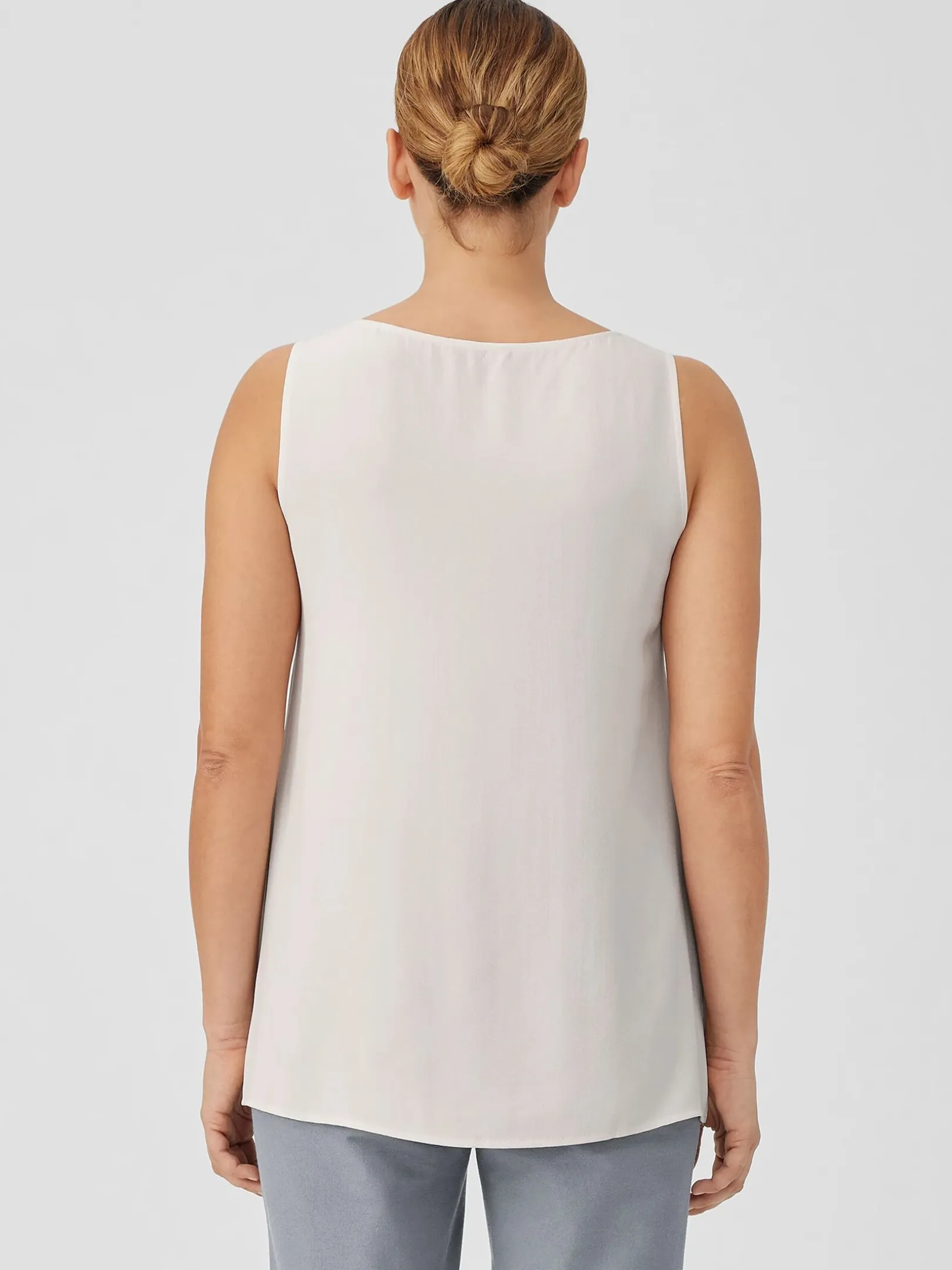 Silk Georgette Crepe Ballet Neck Tank