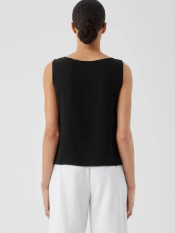 Silk Georgette Crepe Ballet Neck Tank
