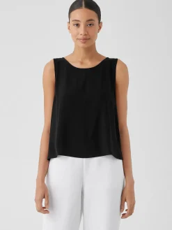 Silk Georgette Crepe Ballet Neck Tank