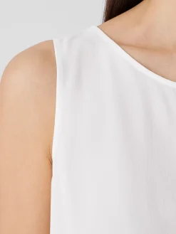 Silk Georgette Crepe Ballet Neck Tank
