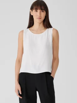 Silk Georgette Crepe Ballet Neck Tank