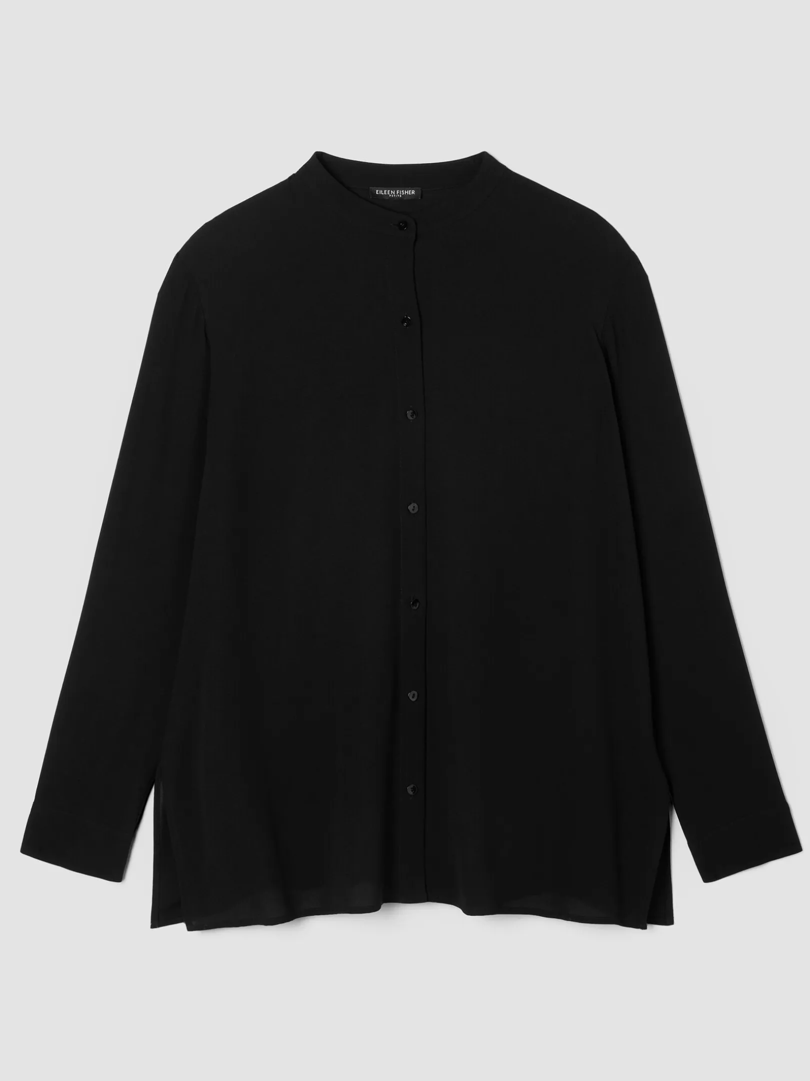 Silk Georgette Crepe Band Collar Shirt