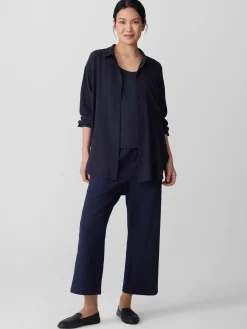 Silk Georgette CrepeClassic Collar Long Shirt