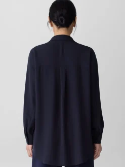 Silk Georgette CrepeClassic Collar Long Shirt