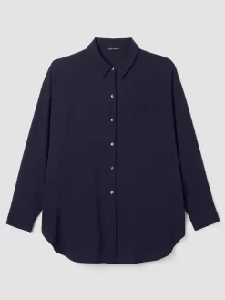 Silk Georgette CrepeClassic Collar Long Shirt