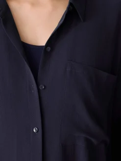 Silk Georgette CrepeClassic Collar Long Shirt