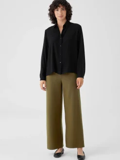 Silk Georgette Crepe Classic Collar Shirt