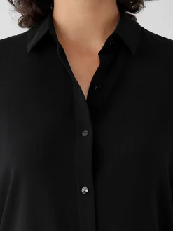 Silk Georgette Crepe Classic Collar Shirt