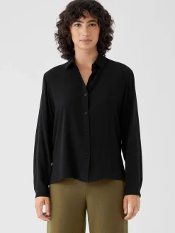 Silk Georgette Crepe Classic Collar Shirt