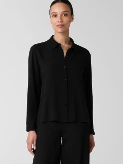 Silk Georgette Crepe Classic Collar Shirt