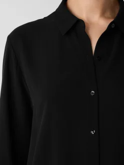 Silk Georgette Crepe Classic Collar Shirt