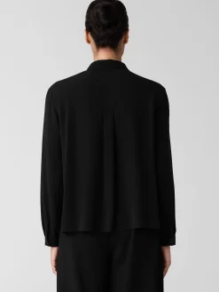Silk Georgette Crepe Classic Collar Shirt