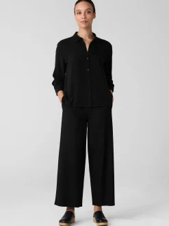 Silk Georgette Crepe Classic Collar Shirt