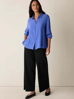 Silk Georgette Crepe Classic Collar Shirt