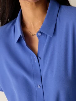 Silk Georgette Crepe Classic Collar Shirt