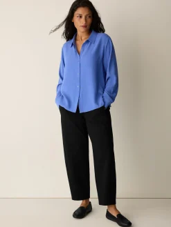 Silk Georgette Crepe Classic Collar Shirt