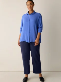 Silk Georgette Crepe Classic Collar Shirt