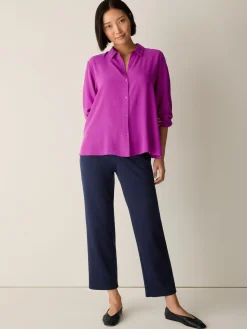 Silk Georgette Crepe Classic Collar Shirt