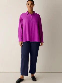 Silk Georgette Crepe Classic Collar Shirt