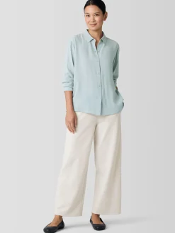 Silk Georgette Crepe Classic Collar Shirt