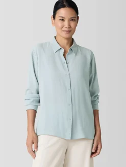 Silk Georgette Crepe Classic Collar Shirt