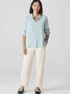 Silk Georgette Crepe Classic Collar Shirt