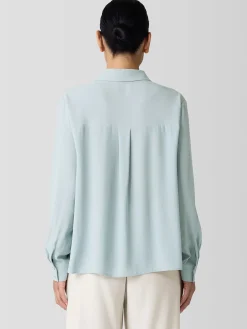 Silk Georgette Crepe Classic Collar Shirt