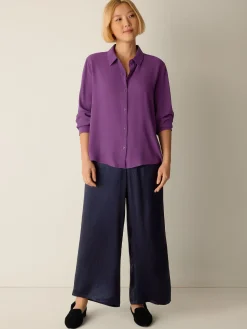 Silk Georgette Crepe Classic Collar Shirt