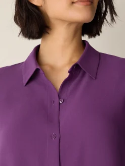 Silk Georgette Crepe Classic Collar Shirt