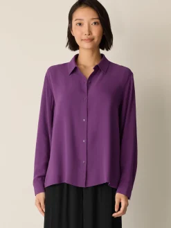 Silk Georgette Crepe Classic Collar Shirt