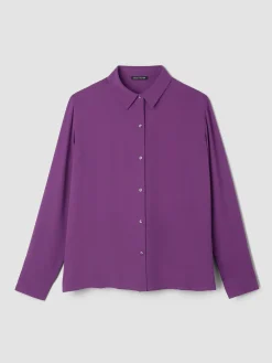 Silk Georgette Crepe Classic Collar Shirt