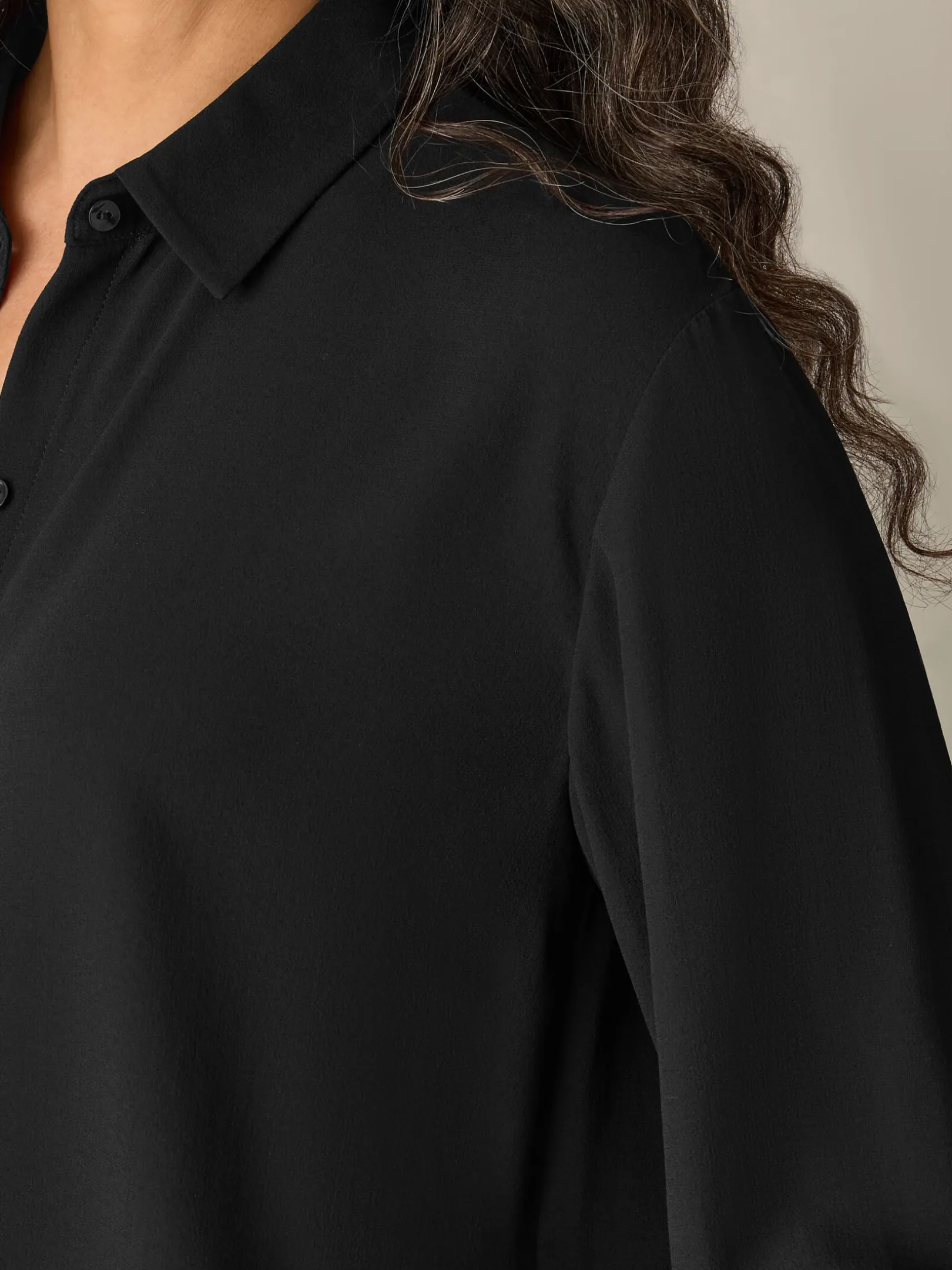 Silk Georgette Crepe Classic Collar Shirt