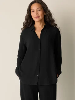 Silk Georgette Crepe Classic Collar Shirt
