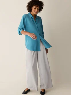 Silk Georgette Crepe Classic Collar Shirt