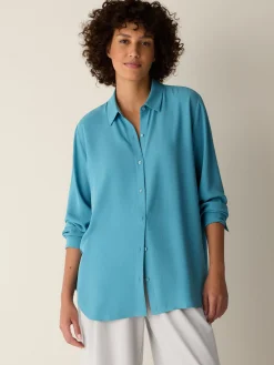 Silk Georgette Crepe Classic Collar Shirt