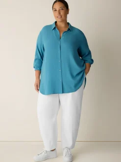 Silk Georgette Crepe Classic Collar Shirt