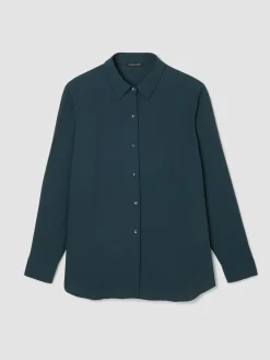 Silk Georgette Crepe Classic Collar Shirt