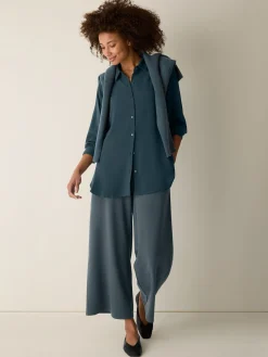 Silk Georgette Crepe Classic Collar Shirt