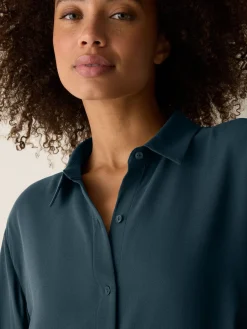 Silk Georgette Crepe Classic Collar Shirt