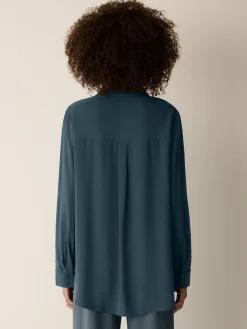 Silk Georgette Crepe Classic Collar Shirt