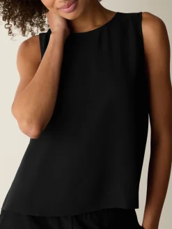 Silk Georgette Crepe Round Neck Tank