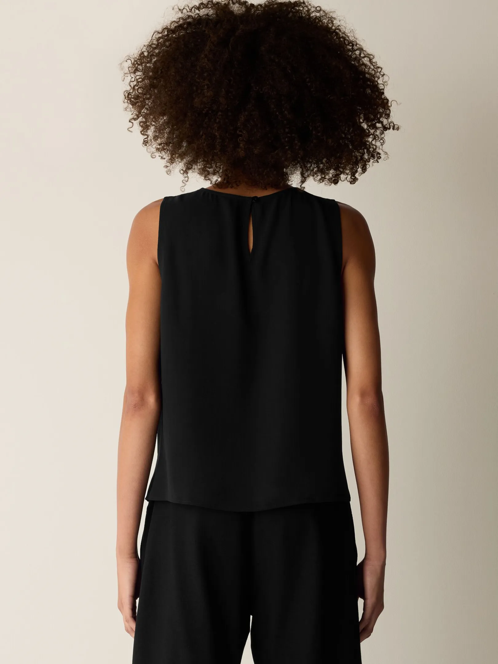 Silk Georgette Crepe Round Neck Tank