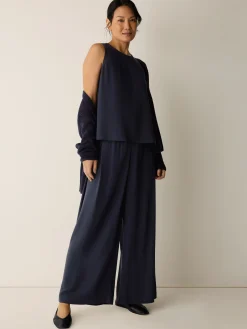 Silk Georgette Crepe Round Neck Tank