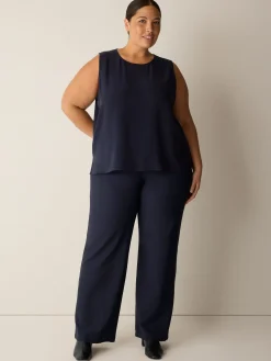Silk Georgette Crepe Round Neck Tank