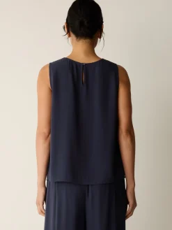 Silk Georgette Crepe Round Neck Tank