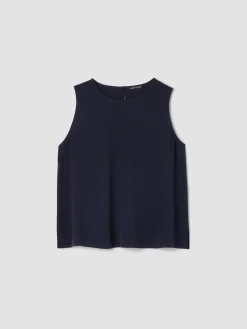 Silk Georgette Crepe Round Neck Tank